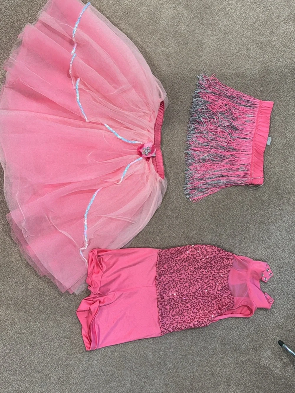 Weissman Pink Girls Dance Costume Set - Tutu, Leotard, Fringe Skirt